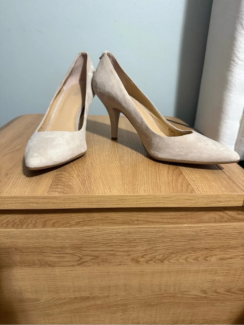 Michael Kors Light Beige Suede Pointed-Toe Pumps